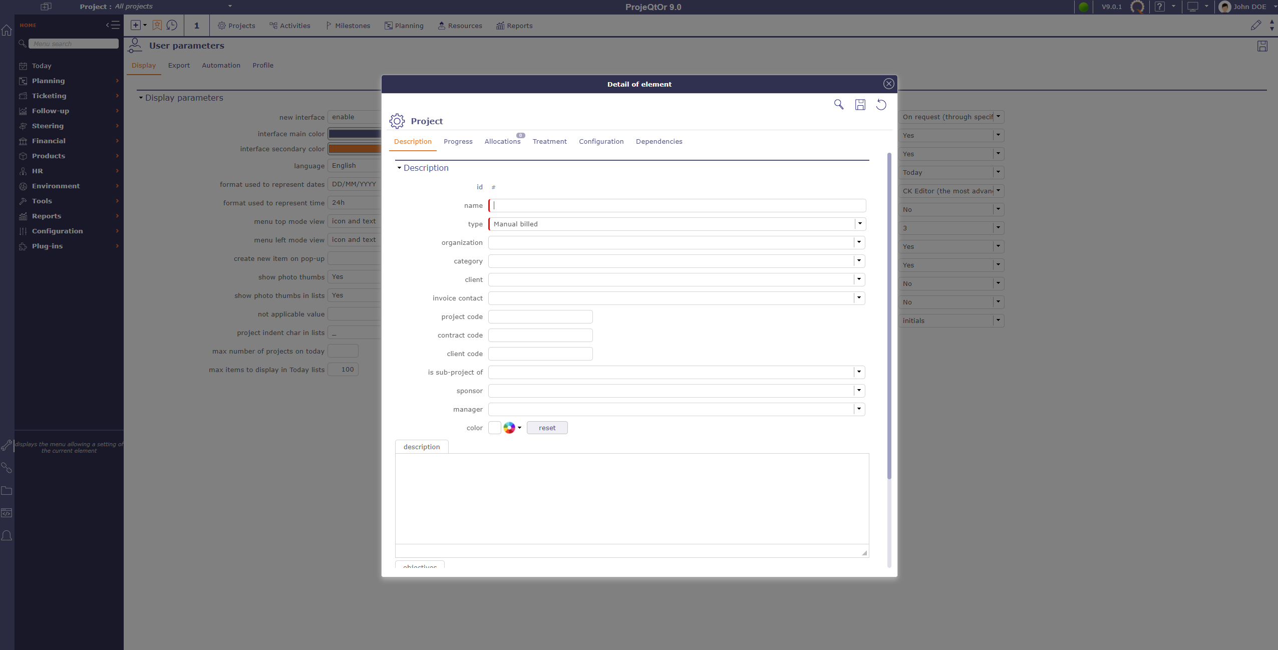 Create a new element
