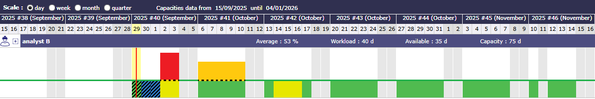 Dynamic Workplan with project color