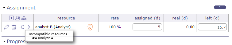 Assignment with incompatible resource